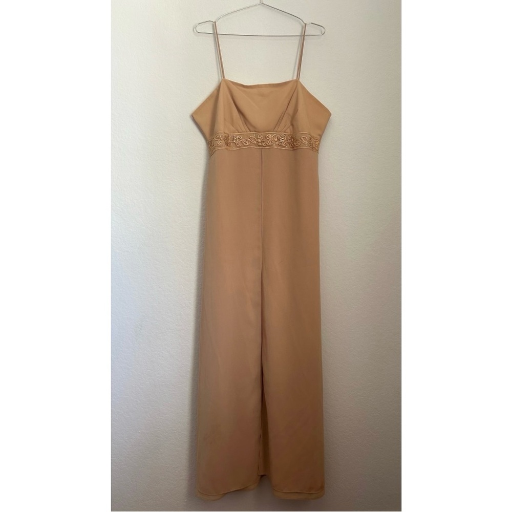 Milex USA Elegant Gold Spaghetti Strap Formal Dress